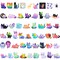 Wrapables Waterproof Vinyl Stickers for Water Bottles, Laptop, Phones, Skateboards, Decals for Teens, 110pcs Starry Cats